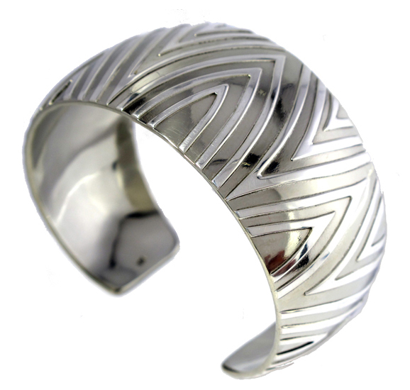 African Domed Bracelet, Nickle Silver and Fine Silver