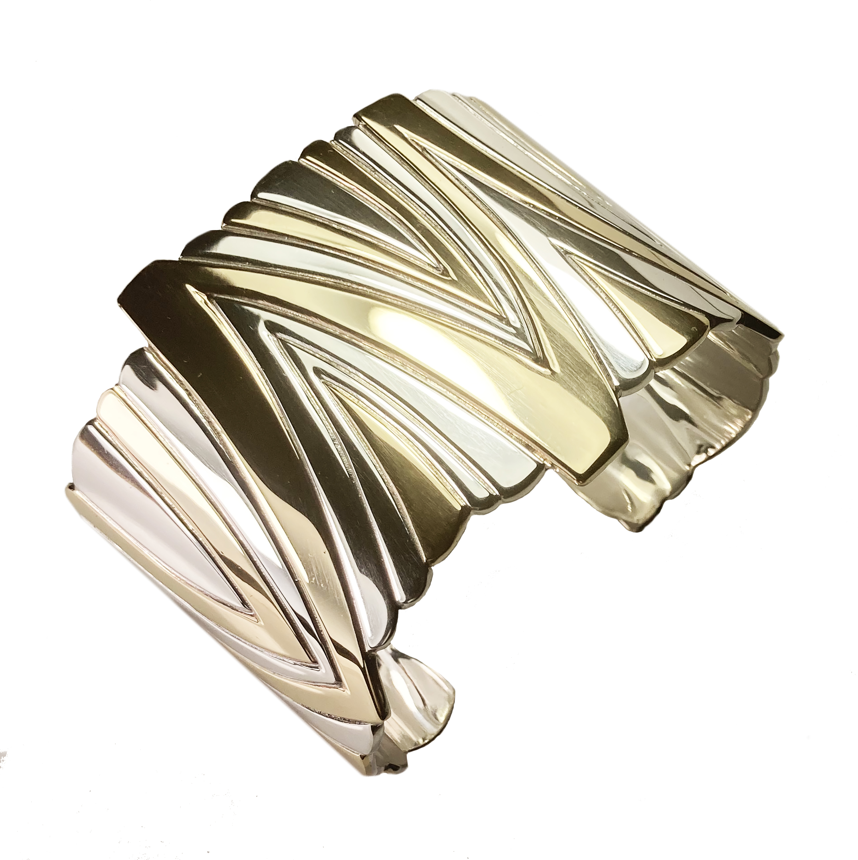 Chevron Bracelet Sterling silver Red Brass