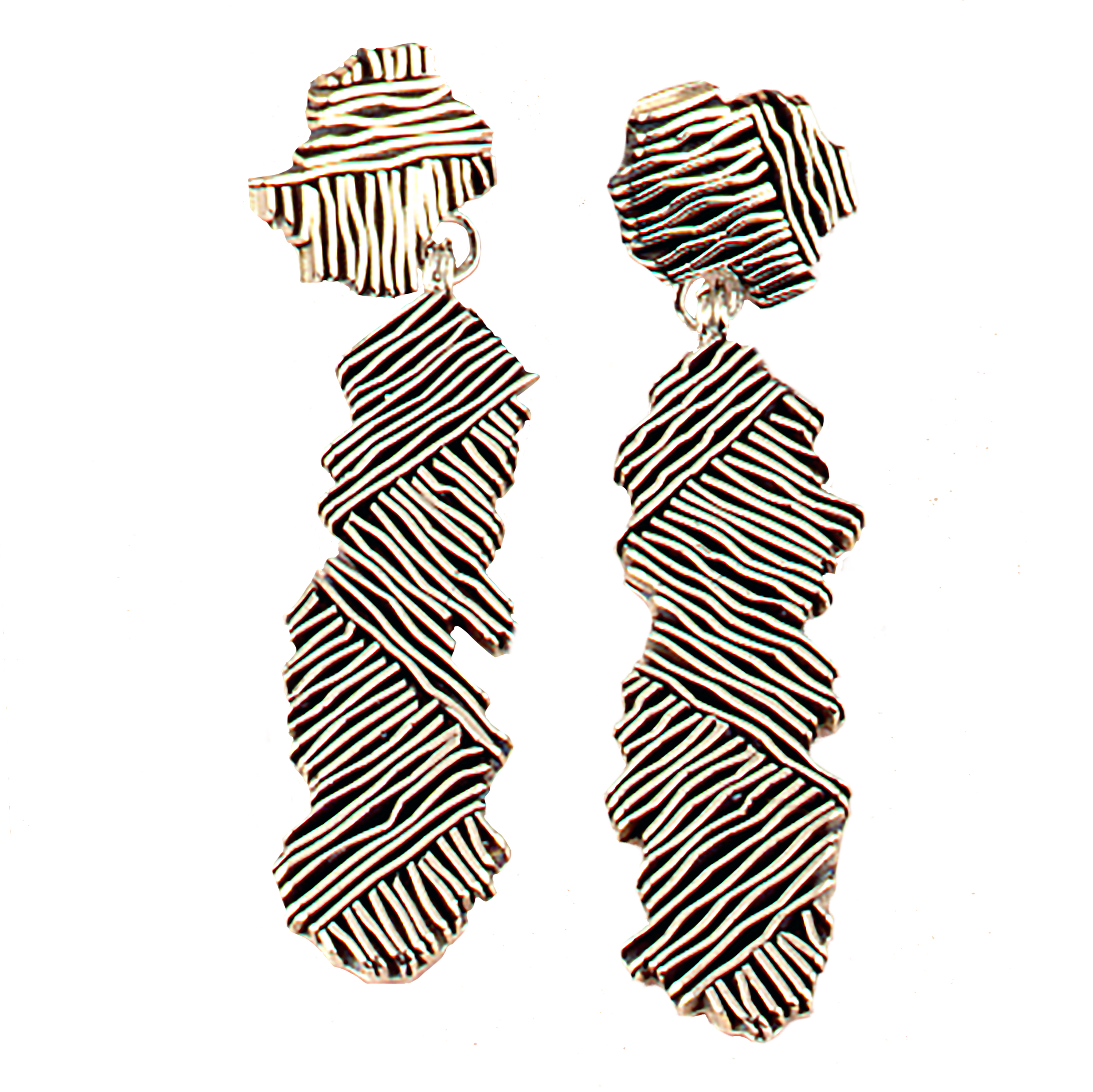 Sterling Silver 2 piece Edge Ragged Edge Earrings