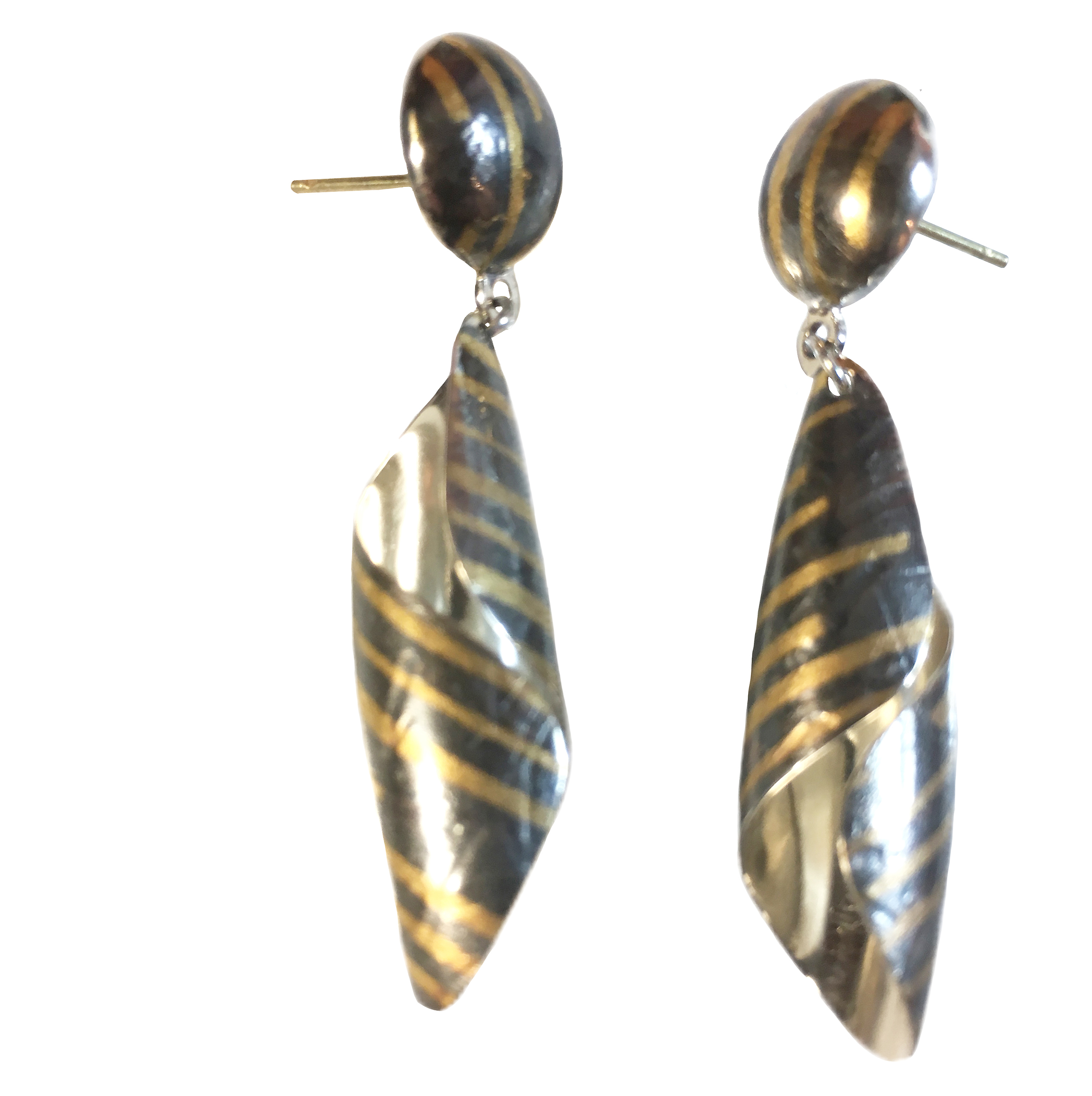 Swirl Oxidized with Lines Earrings