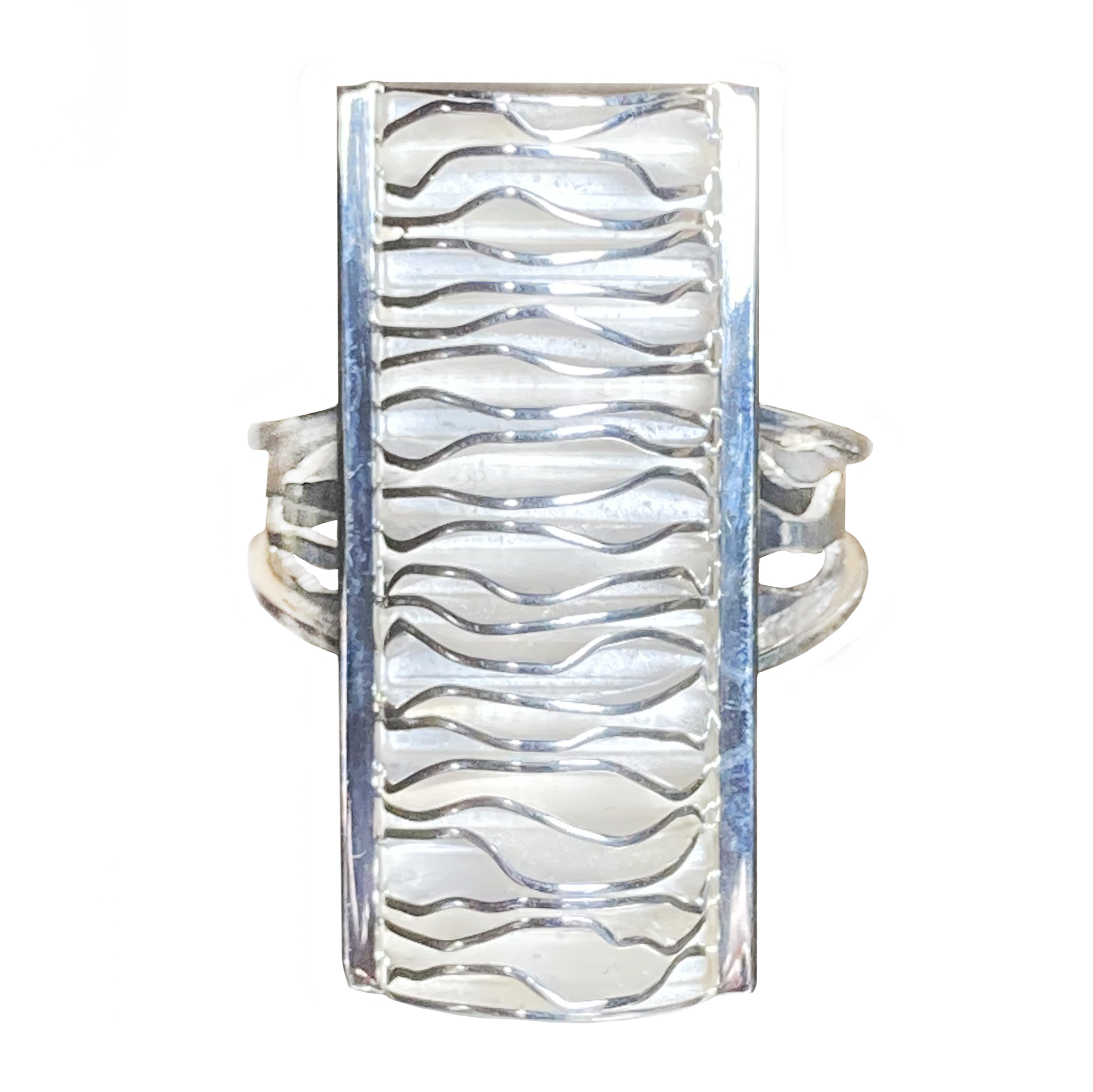 Ring Ruffled Rectangle Sterling, Edge